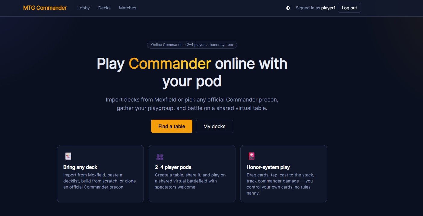 Magic The Gathering Commander Client