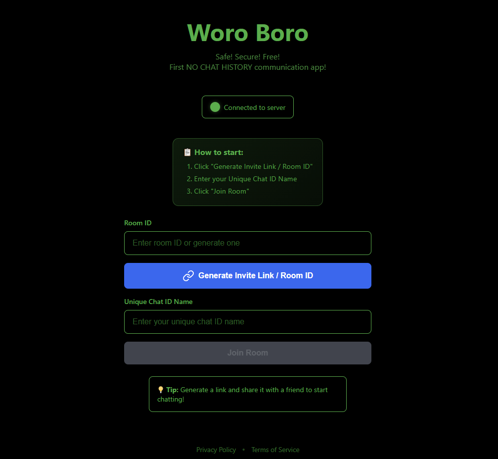 WoroBoro web chat app 