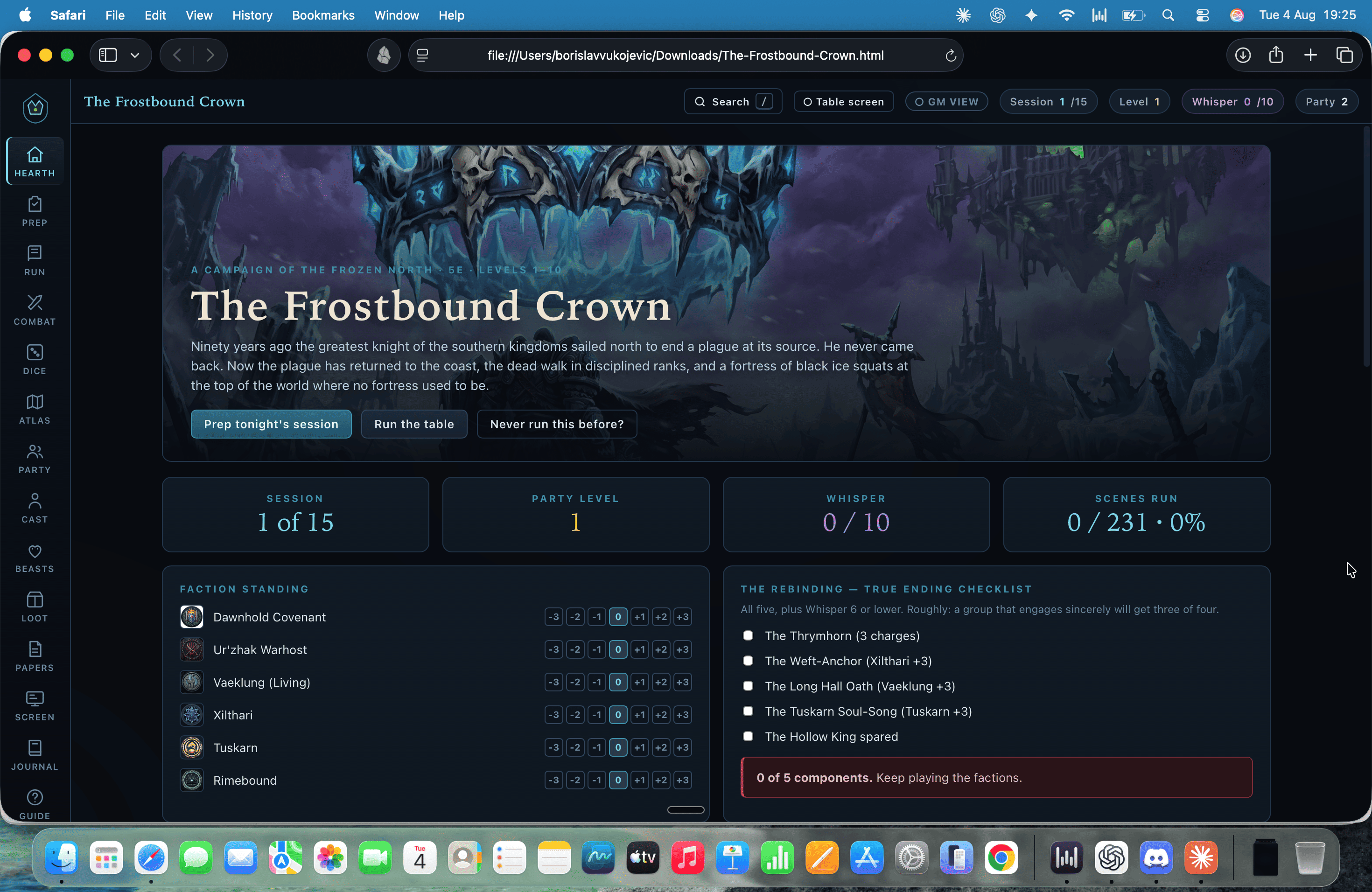 RPG kampanja "Frostbound Crown"