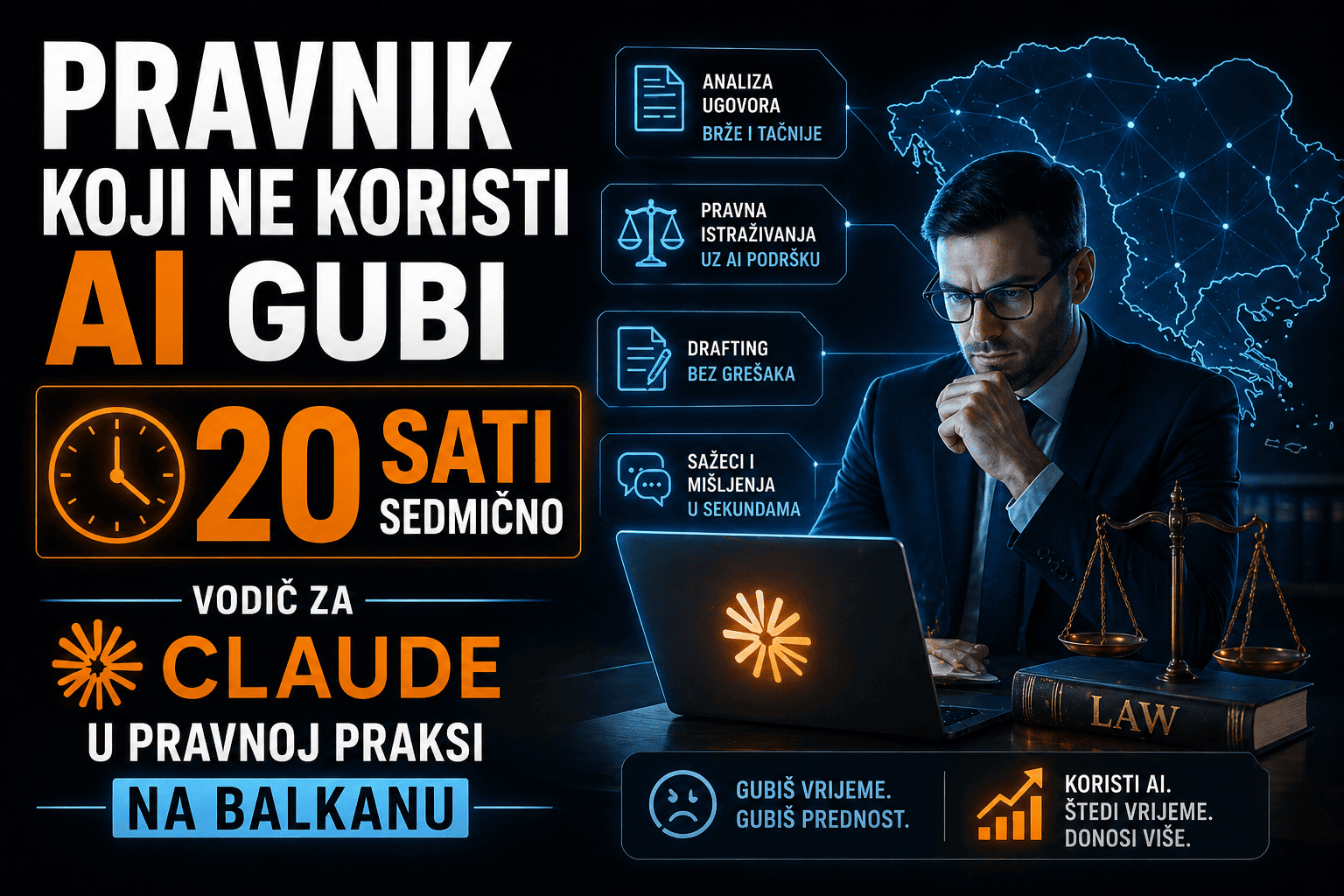 Pravnik koji ne koristi AI gubi 20 sati sedmično - Vodič za Claude u pravnoj praksi na Balkanu